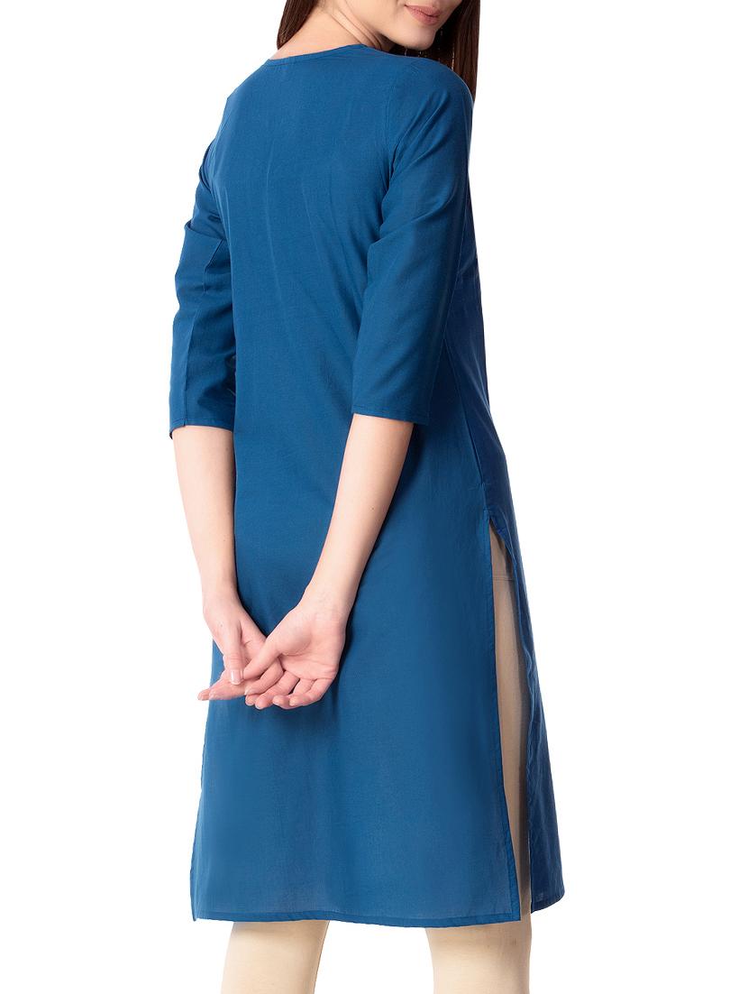 embroidered straight kurta - 15806172 - Zoom Image - 3