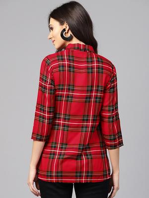 fringe detail plaid shirt - 15806297 - Standard Image - 3