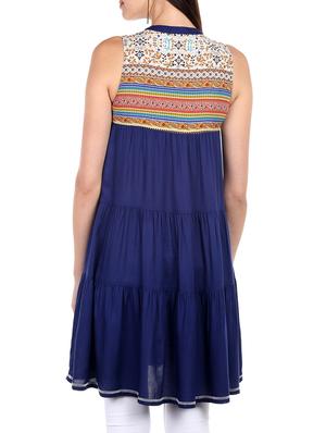 blue viscose aline kurti - 15810542 - Standard Image - 3