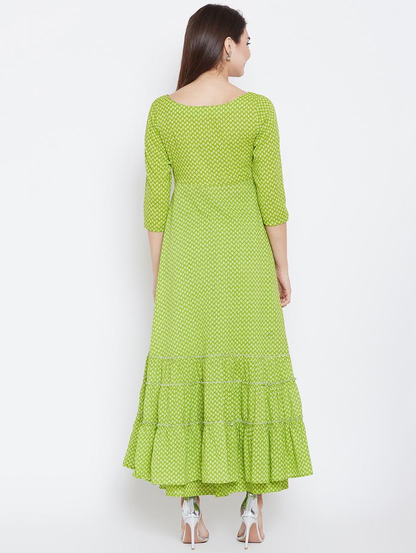 printed tiered kurta with palazzo set - 15811549 - Zoom Image - 3