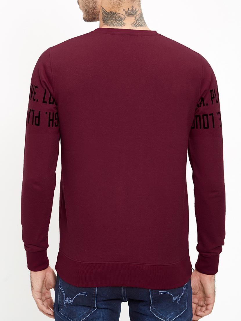 maroon cotton chest print t-shirt - 15812445 - Zoom Image - 3
