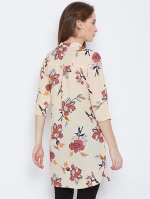 roll up sleeved floral tunic - 15814346 - Standard Image - 3