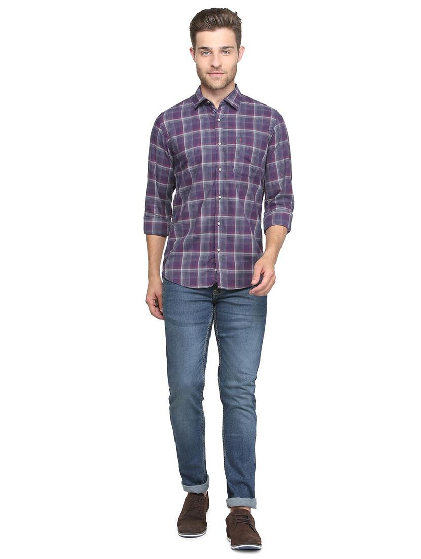 purple checkered casual shirt - 15814428 - Zoom Image - 3