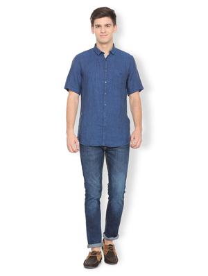 blue linen casual shirt - 15814513 - Standard Image - 3