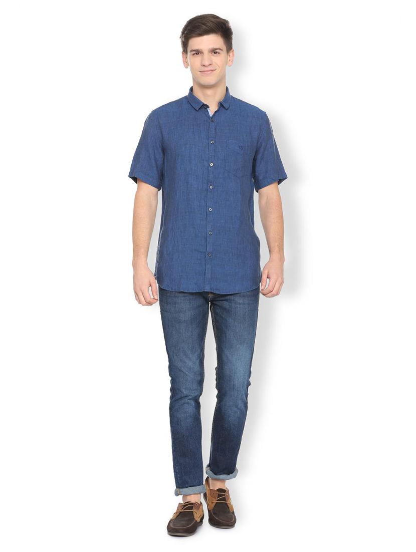 blue linen casual shirt - 15814513 - Zoom Image - 3