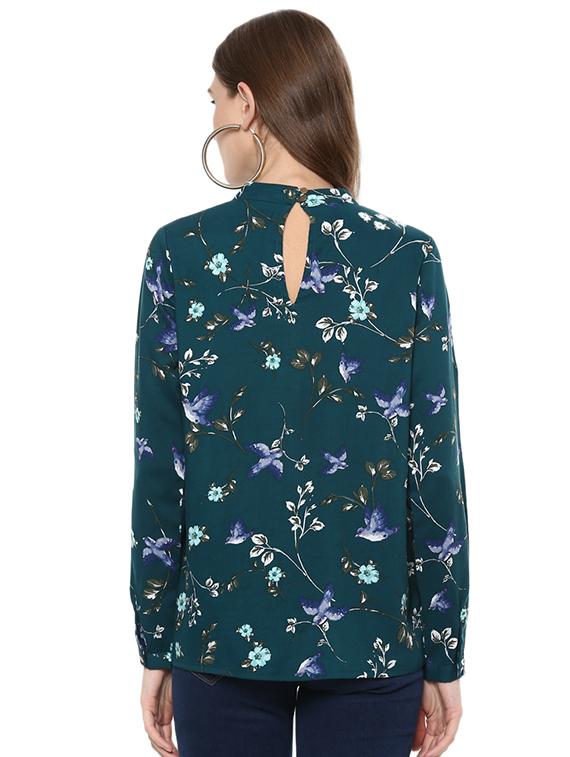 pleated neck floral top - 15814646 - Zoom Image - 3