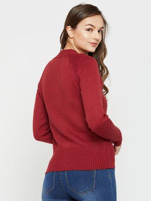 Raglan sleeved maroon pullover - 15814961 - Standard Image - 3