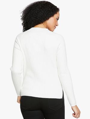 Ribbed key hole neck pullover - 15814969 - Standard Image - 3
