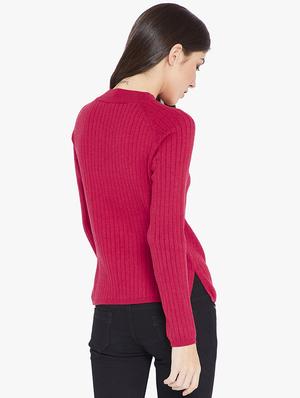 Ribbed key hole neck pullover - 15814971 - Standard Image - 3