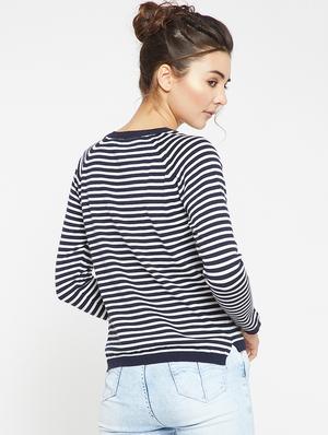 Navy striped knitted pullover - 15814972 - Standard Image - 3