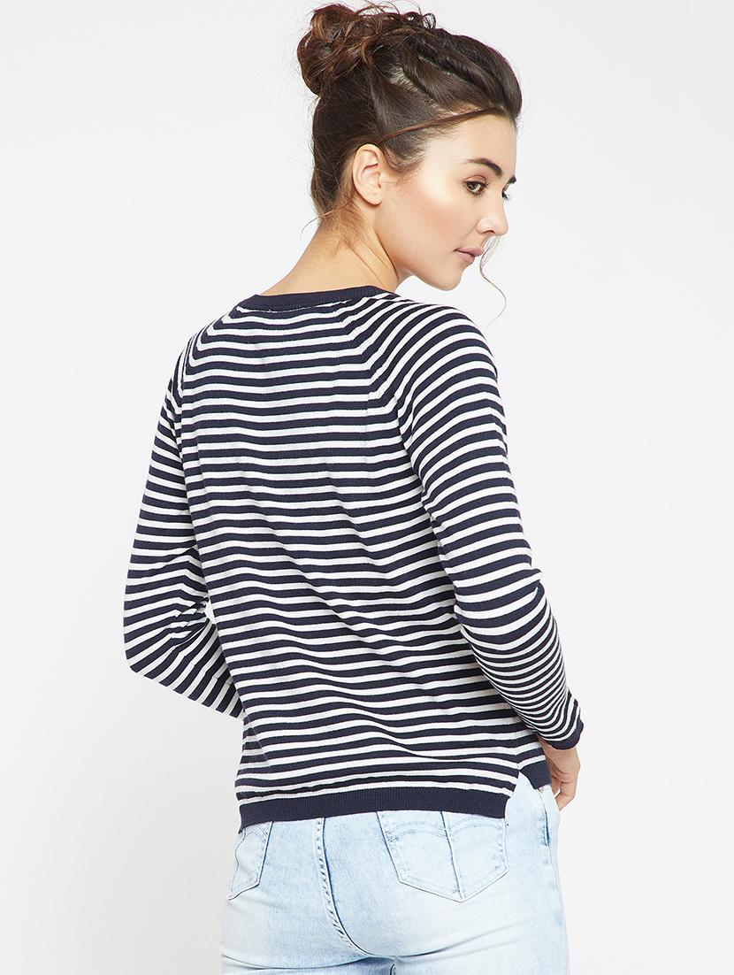Navy striped knitted pullover - 15814972 - Zoom Image - 3