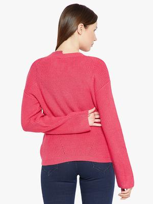 Ribbed stylized neck pullover - 15814974 - Standard Image - 3