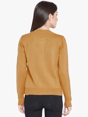 Mustard zip up ribbed pullover - 15814980 - Standard Image - 3