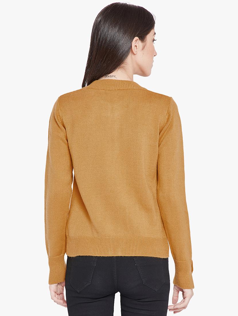 Mustard zip up ribbed pullover - 15814980 - Zoom Image - 3