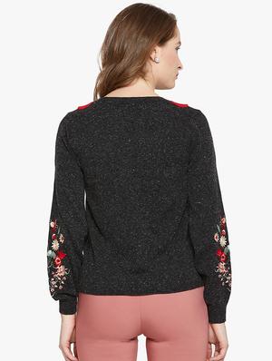 Floral embroidered shimmery pullover - 15815001 - Standard Image - 3