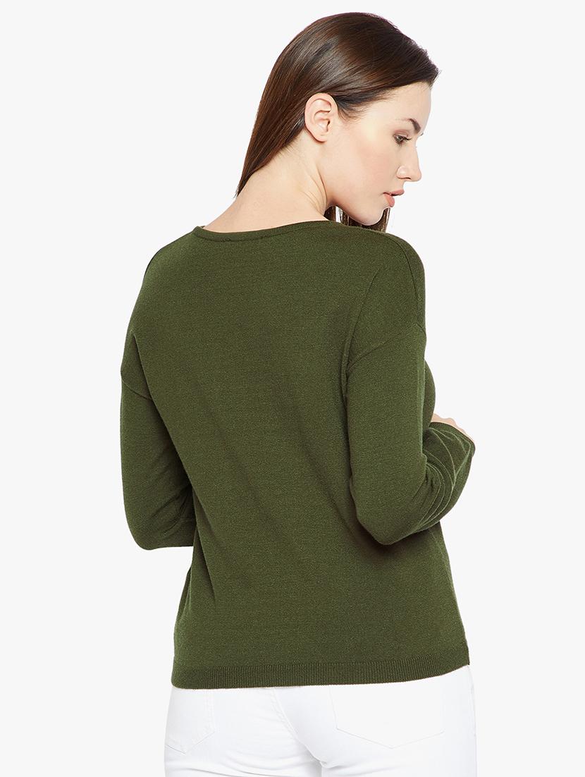 Olive embroidered star pullover - 15815018 - Zoom Image - 3