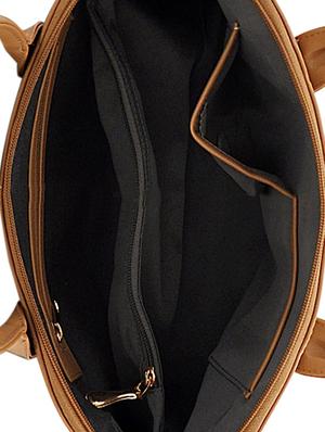 tan leatherette (pu) combo handbag - 15815178 - Standard Image - 3
