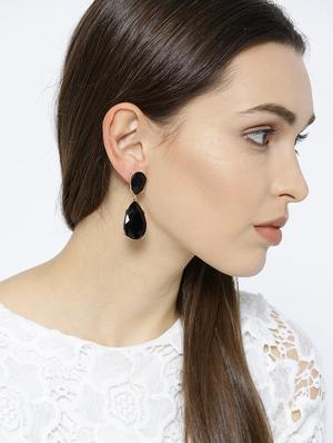 black gold plated drop earring - 15815322 - Standard Image - 3