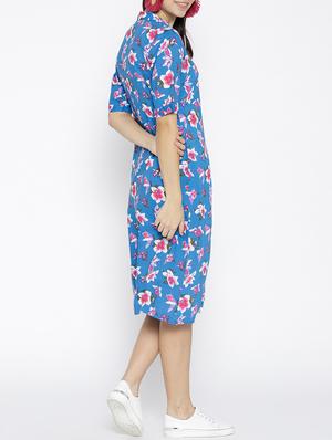 button detail floral a-line dress - 15816260 - Standard Image - 3