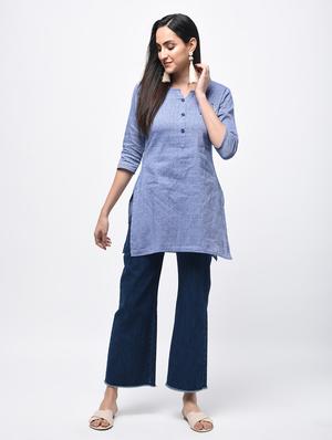 Kaantha straight kurti with tassels - 15817028 - Standard Image - 3