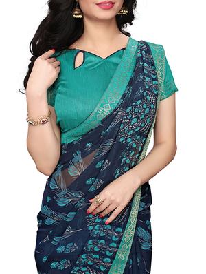 printed cotton silk saree with blouse - 15817082 - Standard Image - 3