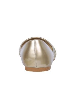 gold slip on ballerinas - 15817165 - Standard Image - 3