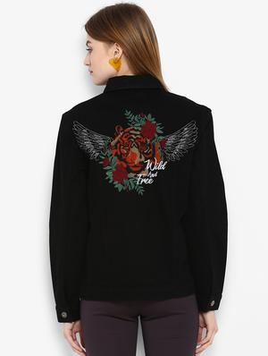 Embroidered back denim jacket - 15817374 - Standard Image - 3