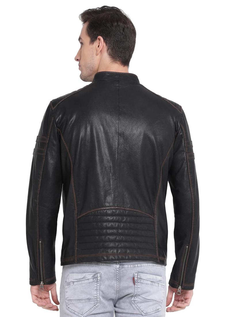 black leather biker jacket - 15817483 - Zoom Image - 3