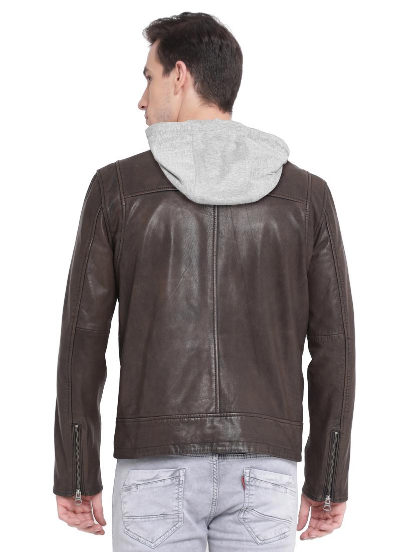 brown leather biker jacket - 15817488 - Zoom Image - 3