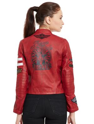 Graphic patch detail biker jacket - 15817655 - Standard Image - 3