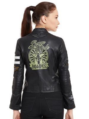 graphic patch detail biker jacket - 15817656 - Standard Image - 3