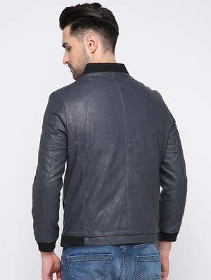 blue leatherette biker jacket - 15817826 - Standard Image - 3