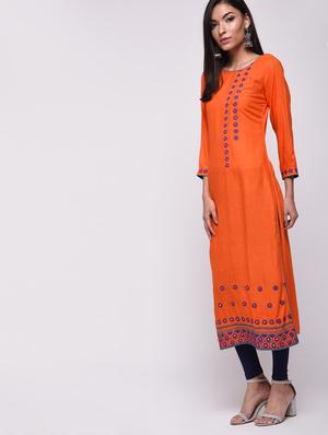 embroidered straight kurta - 15818237 - Standard Image - 3