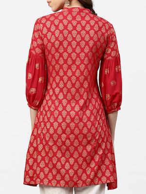 ethnic motif printed a-line kurta - 15818716 - Standard Image - 3