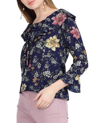 tie-up ruffle detail floral top - 15818757 - Standard Image - 3