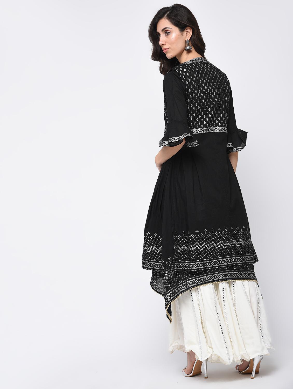 Bell sleeves kurta with jacket - 15821158 - Zoom Image - 3