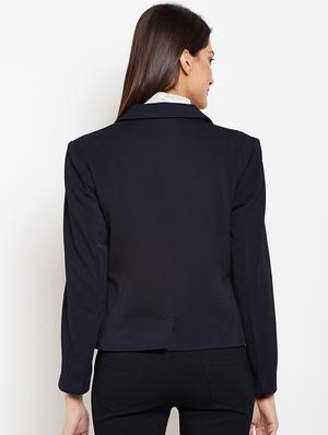 back slit zipper detail casual blazer - 15821483 - Standard Image - 3