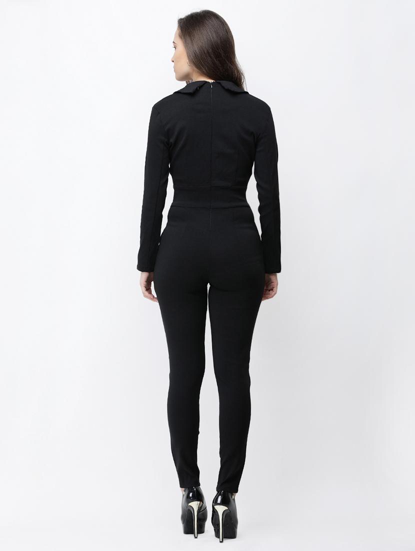 faux button detail full leg jumpsuit - 15822112 - Zoom Image - 3