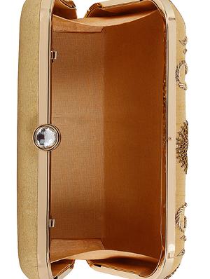 gold cotton polyester blend minaudiere clutch - 15822447 - Standard Image - 3