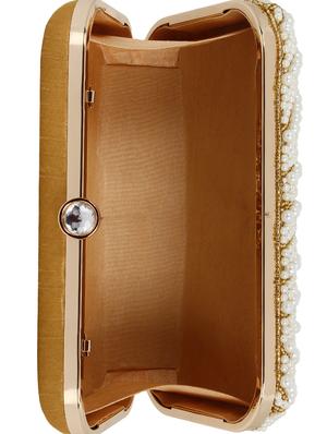 white cotton polyester blend minaudiere clutch - 15822449 - Standard Image - 3