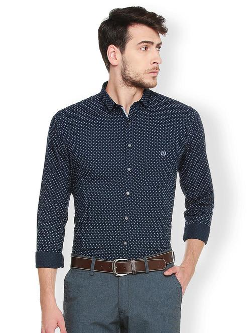navy blue printed casual shirt - 15823040 - Standard Image - 1