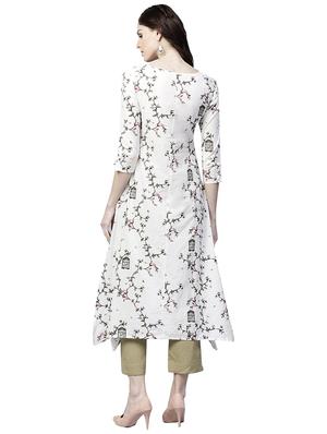 printed high-low kurta with palazzo set - 15823590 - Standard Image - 3