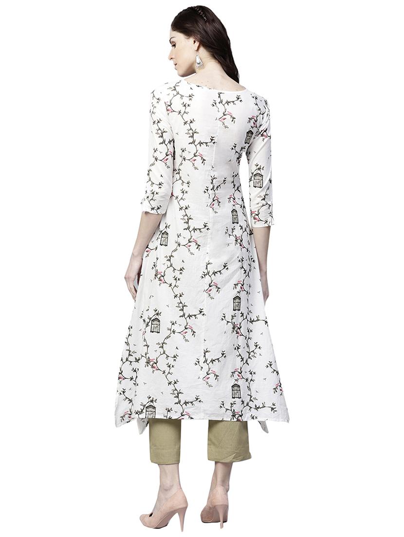 printed high-low kurta with palazzo set - 15823590 - Zoom Image - 3