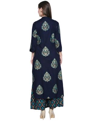 printed kurta with palazzo set - 15823603 - Standard Image - 3