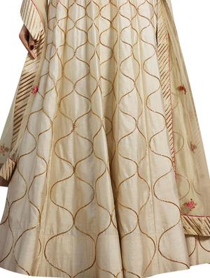 embroidered semi-stitched anarkali suit - 15823751 - Standard Image - 3