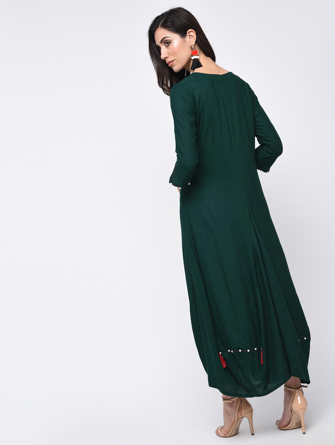 tassel detail flared kurta - 15825036 - Zoom Image - 3