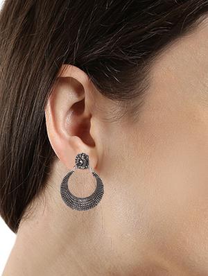 silver metal chandballi earring - 15826437 - Standard Image - 3
