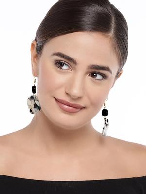 black gold plated drop earring - 15826813 - Standard Image - 3