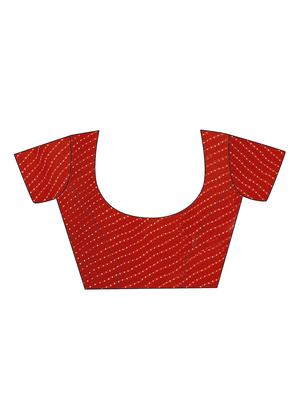 cherry red leheriya saree with blouse - 15827604 - Standard Image - 3