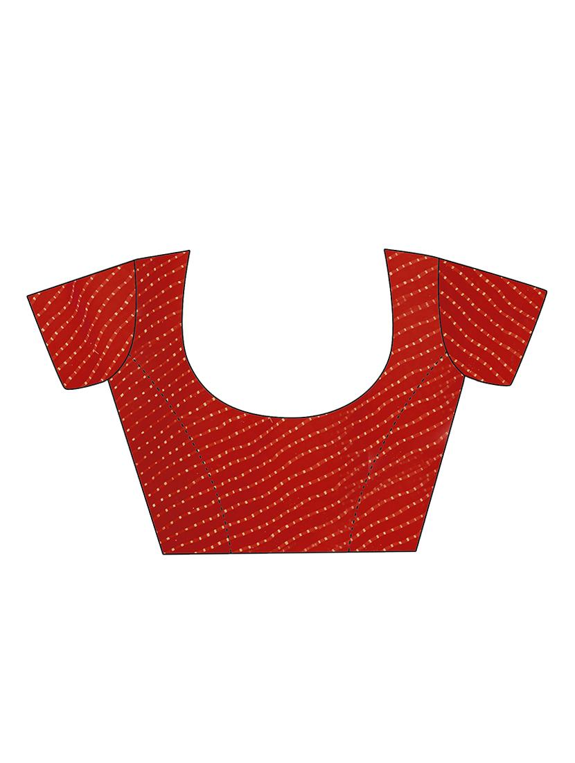 cherry red leheriya saree with blouse - 15827604 - Zoom Image - 3